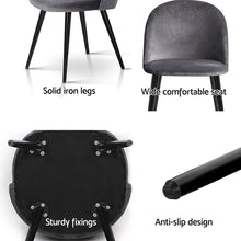 Load image into Gallery viewer, Artiss Dining Chairs Set of 4 Velvet Solid Curved Dark Grey