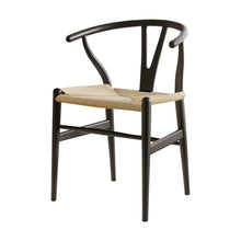 Load image into Gallery viewer, 1x Artiss Dining Chair Wooden Rattan Wishbone Black