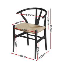 Load image into Gallery viewer, 1x Artiss Dining Chair Wooden Rattan Wishbone Black