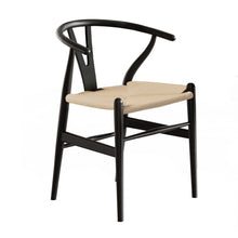 Load image into Gallery viewer, 1x Artiss Dining Chair Wooden Rattan Wishbone Black
