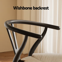 Load image into Gallery viewer, 1x Artiss Dining Chair Wooden Rattan Wishbone Black