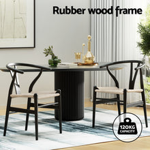 Load image into Gallery viewer, 1 Set of 2 Artiss Dining Chairs Wooden Rattan Wishbone Black