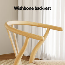 Load image into Gallery viewer, 1 Set of 2 Artiss Dining Chairs Wooden Rattan Seat Wishbone Back