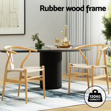 Load image into Gallery viewer, 1 Set of 4 Artiss Dining Chairs Wooden Rattan Seat Wishbone Back