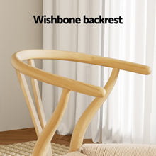 Load image into Gallery viewer, 1 Set of 4 Artiss Dining Chairs Wooden Rattan Seat Wishbone Back