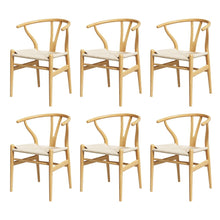 Load image into Gallery viewer, 1 Set of 6 Artiss Dining Chairs Wooden Rattan Seat Wishbone Back