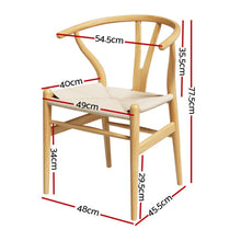 Load image into Gallery viewer, 1 Set of 6 Artiss Dining Chairs Wooden Rattan Seat Wishbone Back