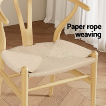 Load image into Gallery viewer, 1 Set of 6 Artiss Dining Chairs Wooden Rattan Seat Wishbone Back