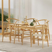 Load image into Gallery viewer, 1 Set of 6 Artiss Dining Chairs Wooden Rattan Seat Wishbone Back