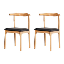 Load image into Gallery viewer, Artiss 2x Dining Chairs Rubber Wood Leather Seat Black