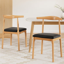 Load image into Gallery viewer, Artiss 2x Dining Chairs Rubber Wood Leather Seat Black