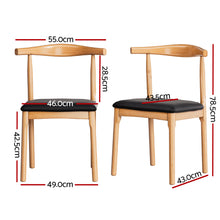 Load image into Gallery viewer, Artiss 4x Dining Chairs Rubber Wood Leather Seat Black