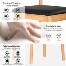 Load image into Gallery viewer, Artiss 4x Dining Chairs Rubber Wood Leather Seat Black
