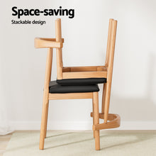 Load image into Gallery viewer, Artiss 4x Dining Chairs Rubber Wood Leather Seat Black