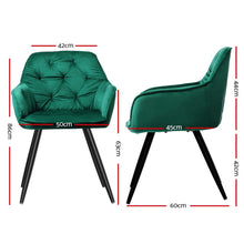Load image into Gallery viewer, Artiss Dining Chairs Set of 4 Velvet Diamond Tufted Armchair Green