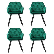 Load image into Gallery viewer, Artiss Dining Chairs Set of 4 Velvet Diamond Tufted Armchair Green