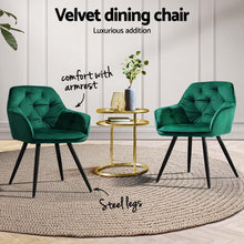 Load image into Gallery viewer, Artiss Dining Chairs Set of 4 Velvet Diamond Tufted Armchair Green