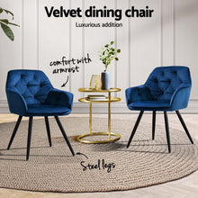 Load image into Gallery viewer, Artiss Dining Chairs Set of 4 Velvet Diamond Tufted Armchair Blue