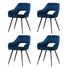 Load image into Gallery viewer, Artiss Dining Chairs Set of 4 Velvet Hollow Armchair Blue