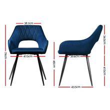 Load image into Gallery viewer, Artiss Dining Chairs Set of 4 Velvet Hollow Armchair Blue