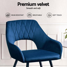 Load image into Gallery viewer, Artiss Dining Chairs Set of 4 Velvet Hollow Armchair Blue