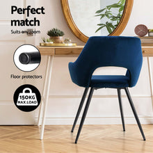 Load image into Gallery viewer, Artiss Dining Chairs Set of 4 Velvet Hollow Armchair Blue