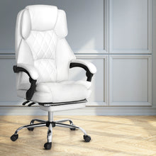 Load image into Gallery viewer, Artiss Executive Office Chair Leather Footrest White
