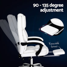 Load image into Gallery viewer, Artiss Executive Office Chair Leather Footrest White
