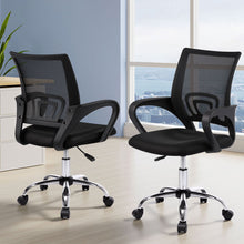 Load image into Gallery viewer, Artiss 2x Mesh Office Chair Mid Back Black