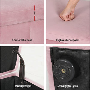 Storage Ottoman Blanket Box 103cm Velvet Pink