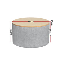 Load image into Gallery viewer, Storage Ottoman Blanket Box 60cm Linen Round Grey