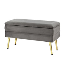 Load image into Gallery viewer, Artiss Ottoman Storage Foot Stool Velvet Grey