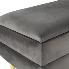 Load image into Gallery viewer, Ottoman Storage Foot Stool Velvet Grey