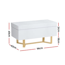 Load image into Gallery viewer, Storage Ottoman Blanket Box Criss-cross Linen White