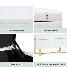 Load image into Gallery viewer, Storage Ottoman Blanket Box Criss-cross Linen White