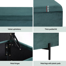 Load image into Gallery viewer, Storage Ottoman Blanket Box 140cm Velvet Green