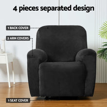 Load image into Gallery viewer, Artiss Recliner Chair Covers 1 Seater Velvet Black
