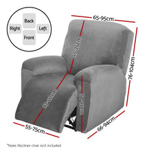 Load image into Gallery viewer, Artiss Recliner Chair Covers 1 Seater Velvet Grey