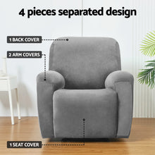 Load image into Gallery viewer, Artiss Recliner Chair Covers 1 Seater Velvet Grey