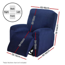 Load image into Gallery viewer, Artiss Recliner Chair Covers 1 Seater Velvet Navy