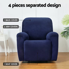 Load image into Gallery viewer, Artiss Recliner Chair Covers 1 Seater Velvet Navy