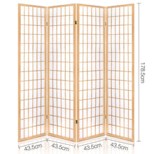 Load image into Gallery viewer, Artiss 4 Panel Room Divider Screen 174x179cm Natural