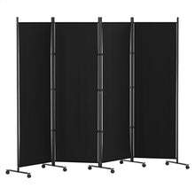 Load image into Gallery viewer, Artiss 4 Panel Room Divider Screen 217cm Wheel Fabric Black