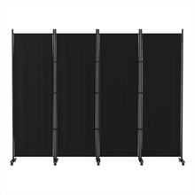 Load image into Gallery viewer, Artiss 4 Panel Room Divider Screen 217cm Wheel Fabric Black