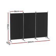 Load image into Gallery viewer, Artiss 3 Panel Room Divider Screen 260x180cm Fabric Black
