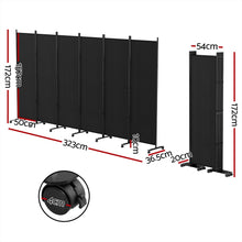 Load image into Gallery viewer, Artiss 6 Panel Room Divider Screen 323cm Wheel Fabric Black