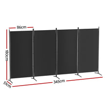 Load image into Gallery viewer, Artiss 4 Panel Room Divider Screen 345x180cm Fabric Black