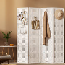 Load image into Gallery viewer, Artiss 4 Panel Room Divider Screen 164x170cm Pegboard White