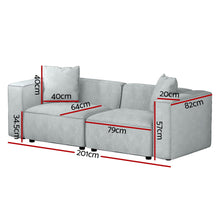 Load image into Gallery viewer, Modular Sofa Chaise Set 2-Seater Grey