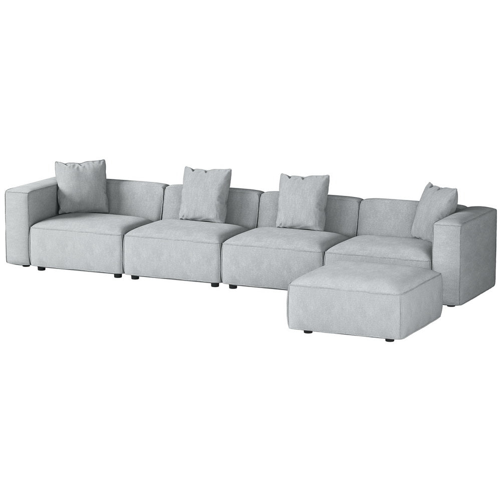 Artiss Modular Sofa Chaise Set 5-Seater Grey